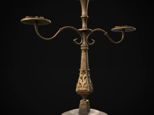Ornamented Three Point Candelabra 3D Model