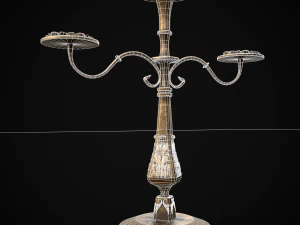 Ornamented Three Point Candelabra 3D Model