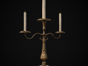 Ornamented Three Point Candelabra Model 3D