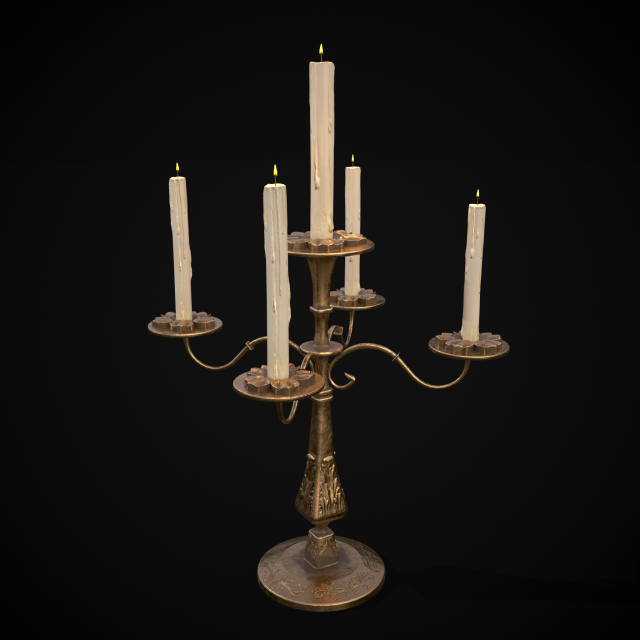 Ornamented Five Point Candelabra Modelo 3D .c4d .max .obj .3ds .fbx .stl .blend 