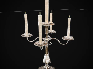 Ornamented Five Point Candelabra 3D Model