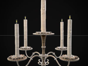 Ornamented Five Point Candelabra 3D Model