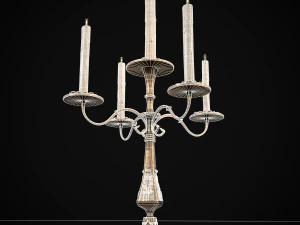 Ornamented Five Point Candelabra 3D Model