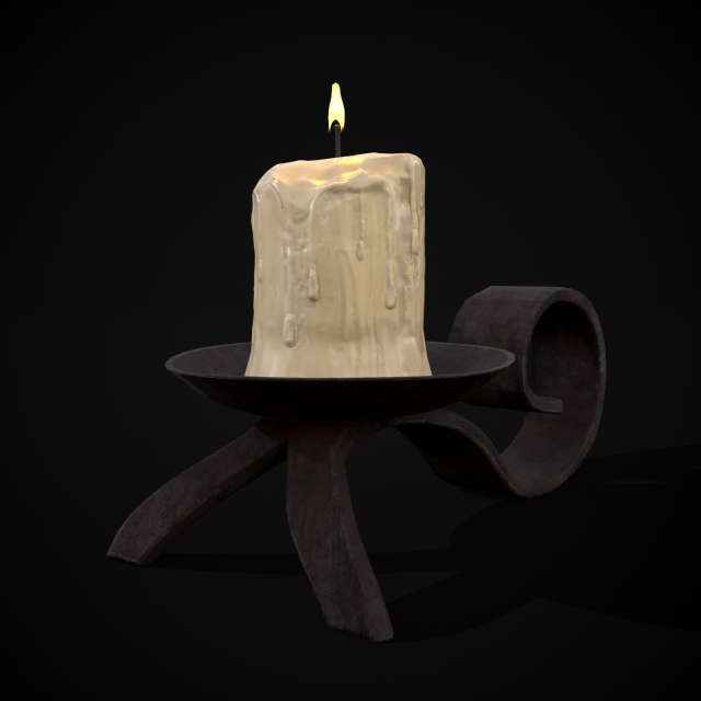 Simple Iron Chamberstick 3D Model .c4d .max .obj .3ds .fbx .stl .blend 