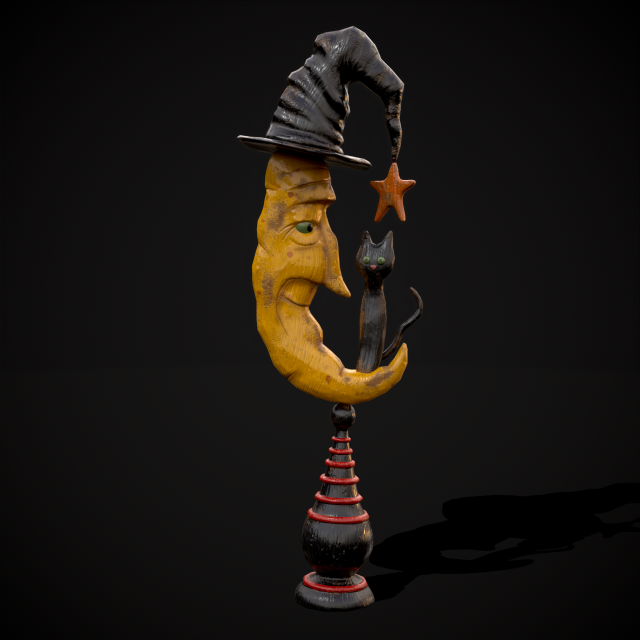 Moon and Cat 3D Модель .c4d .max .obj .3ds .fbx .stl .blend 