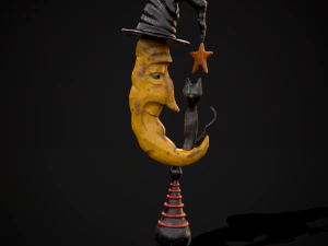 月と猫 3Dモデル