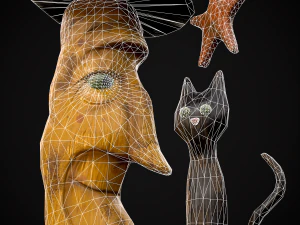 Moon and Cat 3D Model