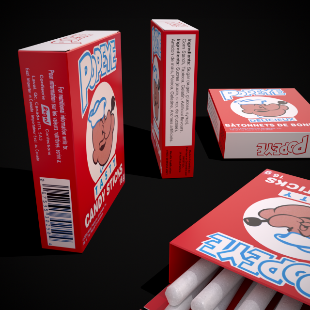 Download Popeye Candy Sticks 3D Model