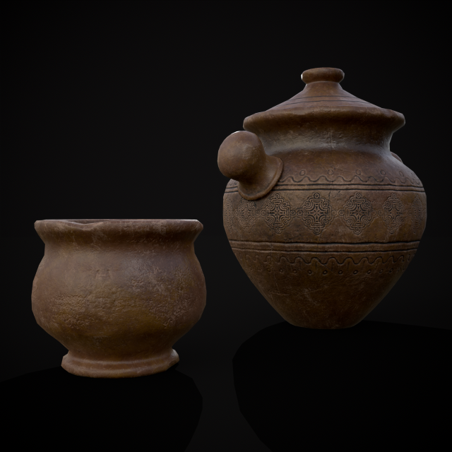 Engraved Earthenware Bean Pot Modelo 3D .c4d .max .obj .3ds .fbx .stl .blend