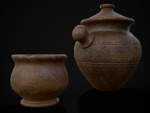 Engraved Earthenware Bean Pot Modelo 3D