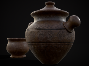 Engraved Earthenware Bean Pot Modelo 3D