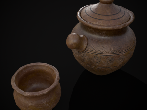 Engraved Earthenware Bean Pot Modelo 3D