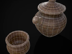 Engraved Earthenware Bean Pot 3D Model