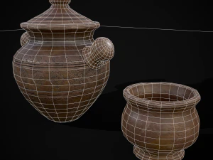 Engraved Earthenware Bean Pot 3D Model