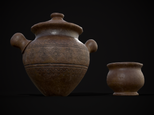 Engraved Earthenware Bean Pot Modelo 3D