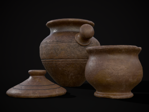 Engraved Earthenware Bean Pot Modelo 3D