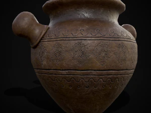 Engraved Earthenware Bean Pot 3D Model