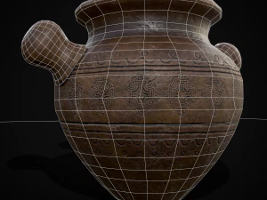 Engraved Earthenware Bean Pot 3D Model