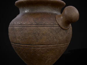 Engraved Earthenware Bean Pot 3D Model