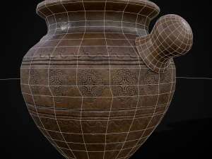 Engraved Earthenware Bean Pot 3D Model