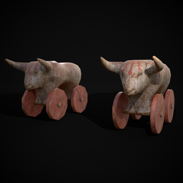 Vintage Carved Bull Toy 3D मॉडल .c4d .max .obj .3ds .fbx .stl .blend 