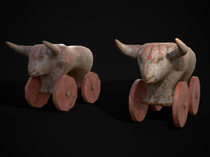 Vintage Carved Bull Toy Modello 3D
