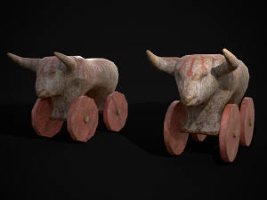 Vintage geschnitztes Bullenspielzeug 3D Modell