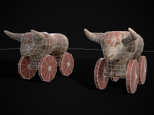 Vintage Carved Bull Toy 3D मॉडल