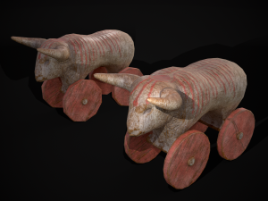 Vintage Carved Bull Toy 3D मॉडल