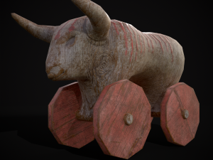 Vintage Carved Bull Toy 3D मॉडल