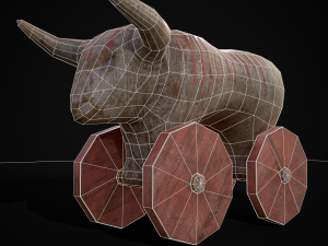Vintage Carved Bull Toy 3D मॉडल