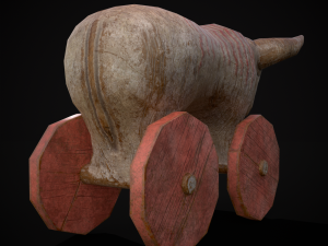 Vintage Carved Bull Toy 3D मॉडल