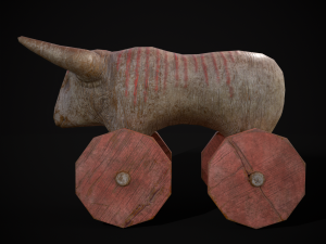 Vintage Carved Bull Toy 3D मॉडल