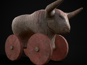 Vintage Carved Bull Toy 3D मॉडल