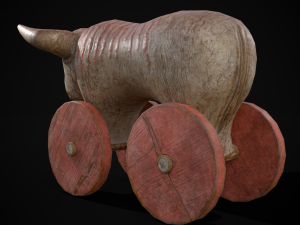 Vintage Carved Bull Toy 3D मॉडल