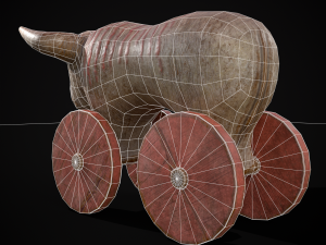 Vintage Carved Bull Toy 3D मॉडल