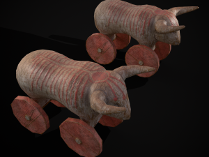 Vintage Carved Bull Toy 3D मॉडल