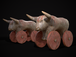 Vintage Carved Bull Toy 3D मॉडल