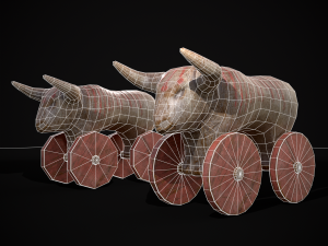 Vintage Carved Bull Toy 3D मॉडल