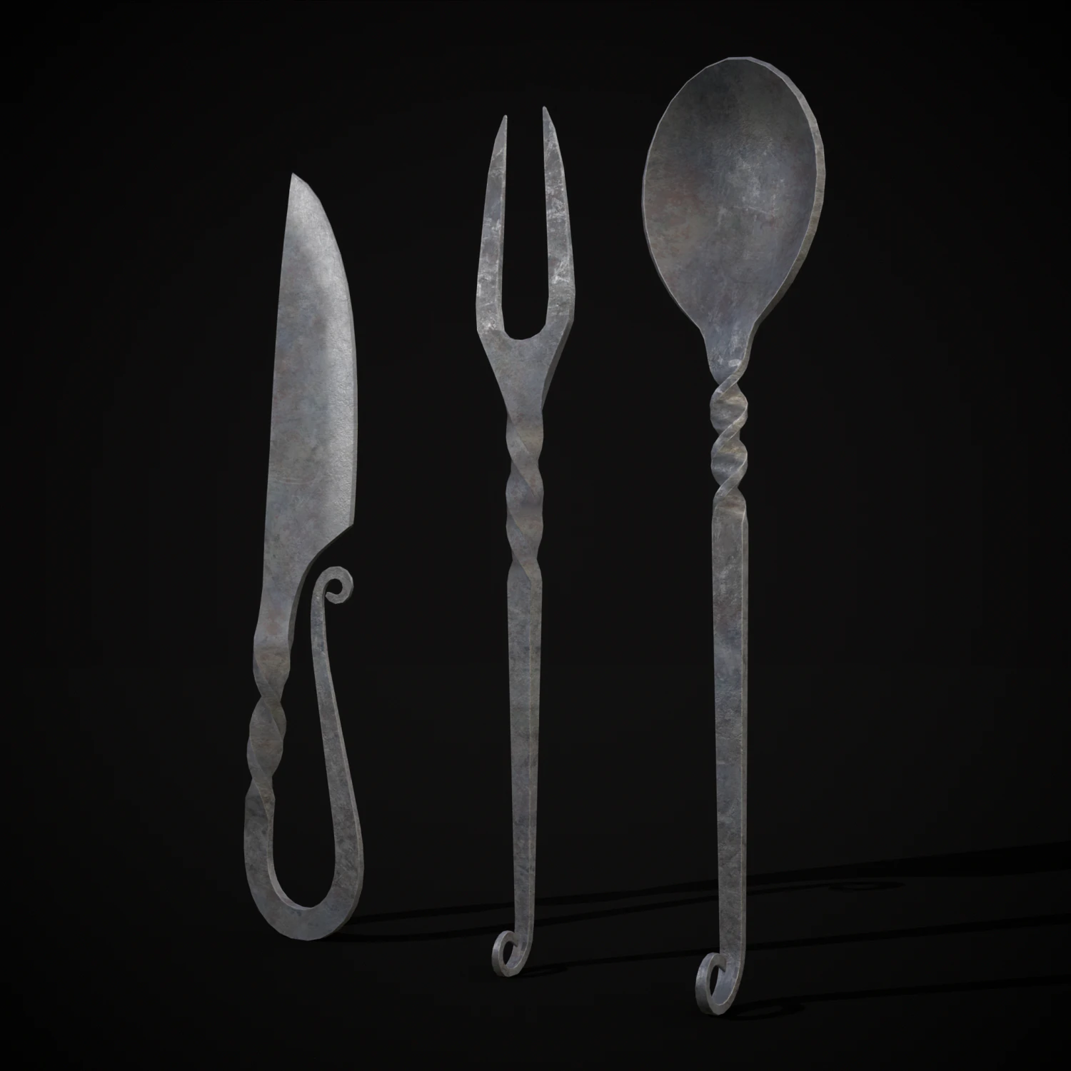 Iron Utensils Set 3D Model .c4d .max .obj .3ds .fbx .stl .blend 