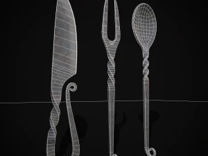 Iron Utensils Set 3D Model