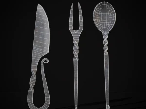 Iron Utensils Set 3D Model
