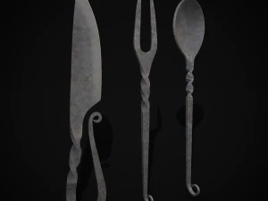 Iron Utensils Set 3D Model