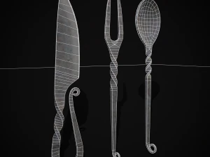 Iron Utensils Set 3D Model