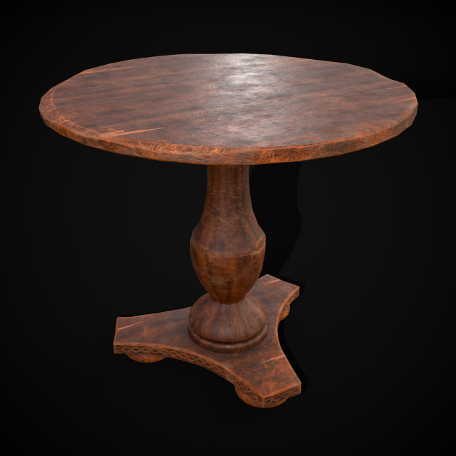 Round Worn Medieval Table Modello 3D .c4d .max .obj .3ds .fbx .stl .blend 