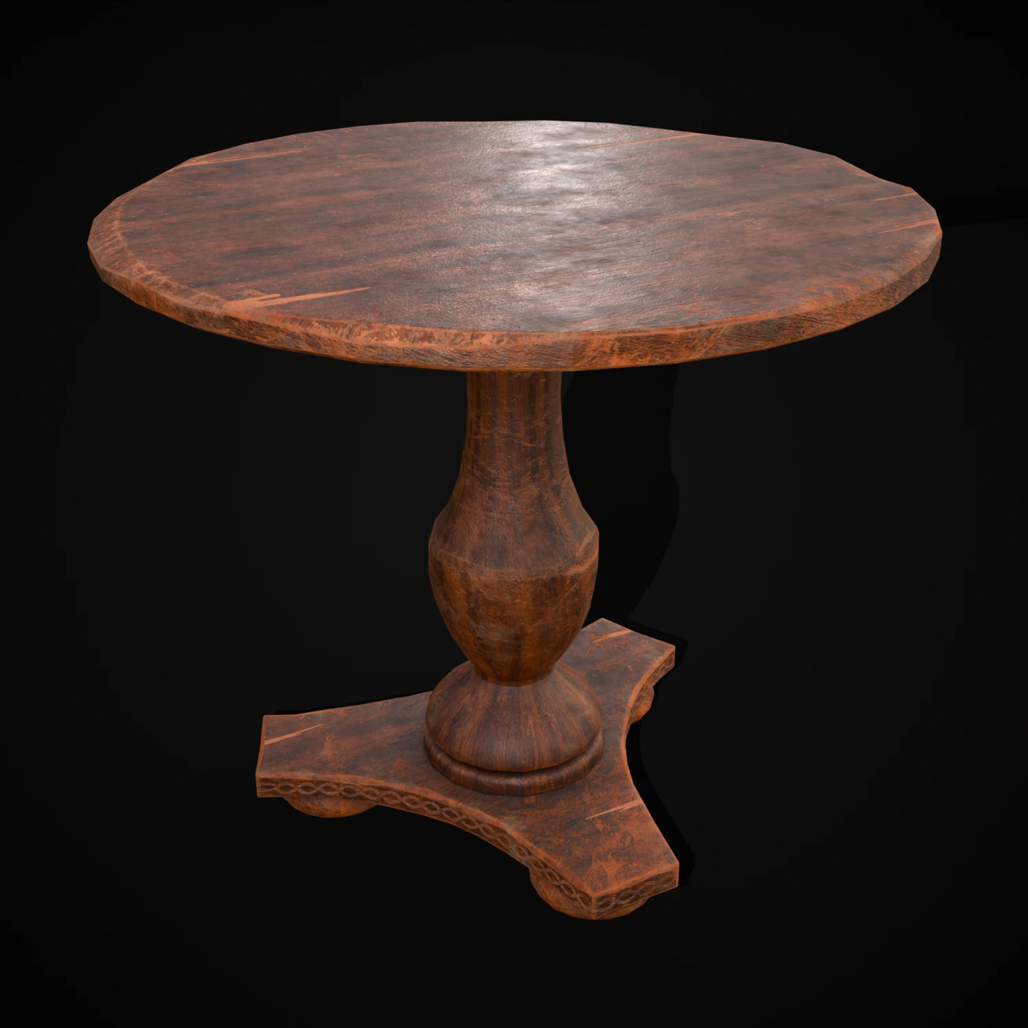 Round Worn Medieval Table 3D Model .c4d .max .obj .3ds .fbx .stl .blend 