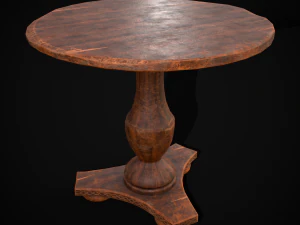 Yuvarlak Yıpranmış Orta&ccedil;ağ Masası 3D Model