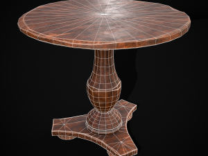 Round Worn Medieval Table Modello 3D