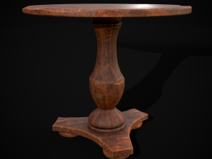 Round Worn Medieval Table Modello 3D