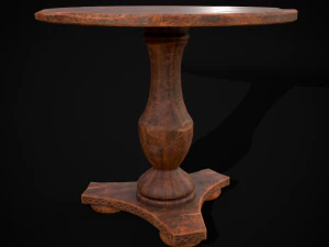 Round Worn Medieval Table 3D Model